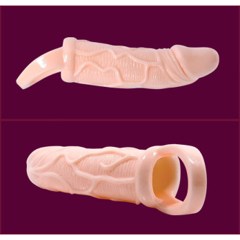 Men Extension Vibrating Cover For Penis With Strap Flesh 13.5 Cm