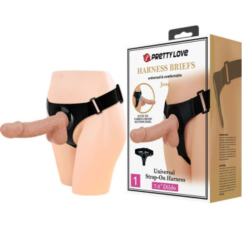 Pretty Love - Harness Briefs Universal Harness With Dildo Jerry 21.8 Cm Natural