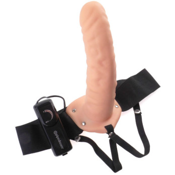 Fetish Fantasy 19 Cm Vibrating Hollow Strap-On Brown