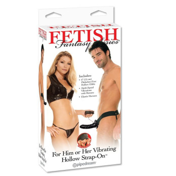 Fetish Fantasy Vibrating Hollow Strap-On For Her Or Him Black