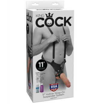 King Cock 28 Cm Hollow Strap-On Suspender System - Flesh