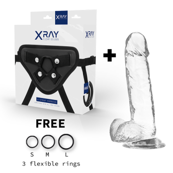 Xray Harness + Clear Cock With Balls 20Cm X 4.5Cm