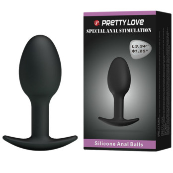 Pretty Love Ergonomic Silicone Anal Plug Anchor Design 6.5 Cm Black