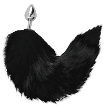 DarknessTrade - Silver Anal Plug 8 Cm With Black Tail