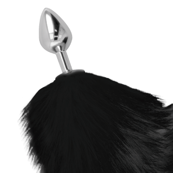 DarknessTrade - Silver Anal Plug 8 Cm With Black Tail