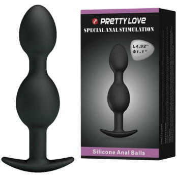 Pretty Love Bottom - Silicone Anal Balls  12.5 Cm - Black