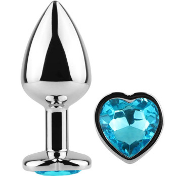 Secret Play - Metal Butt Plug Blue Heart Small Size 7 Cm