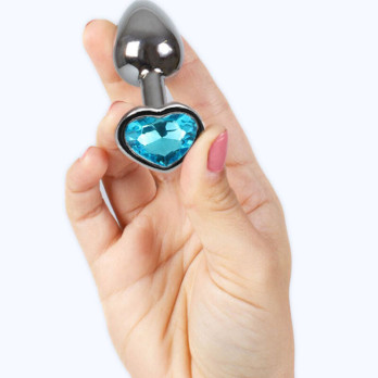 Secret Play - Metal Butt Plug Blue Heart Small Size 7 Cm