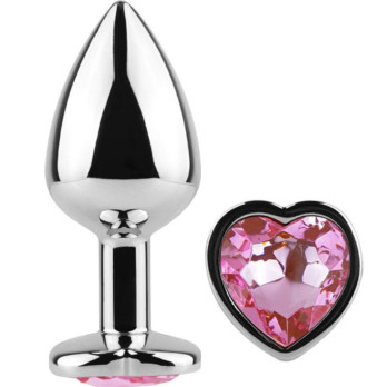 Secret Play - Metal Butt Plug Fuchsia Heart Small Size 7 Cm