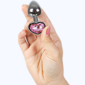 Secret Play - Metal Butt Plug Fuchsia Heart Small Size 7 Cm