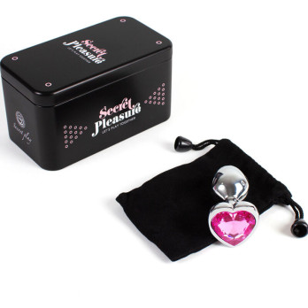 Secret Play - Metal Butt Plug Fuchsia Heart Small Size 7 Cm