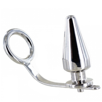 Metalhard Cock Ring With Plug Anal 80 X 55 Mm