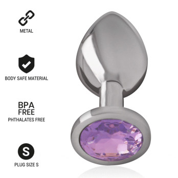 Intense - Metal Aluminum Anal Plug With Violet Glass Size S