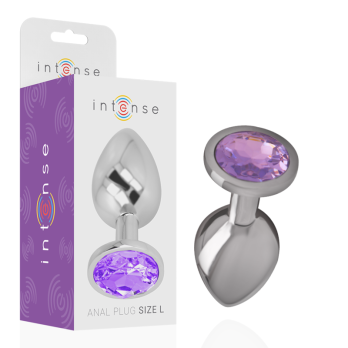 Intense - Metal Aluminum Anal Plug With Violet Glass Size S