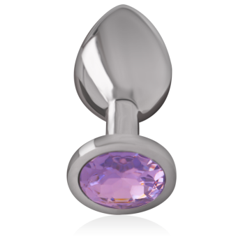 Intense - Metal Aluminum Anal Plug With Violet Glass Size S