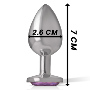 Intense - Metal Aluminum Anal Plug With Violet Glass Size S