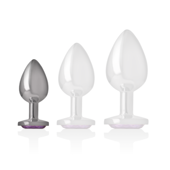 Intense - Metal Aluminum Anal Plug With Violet Glass Size S