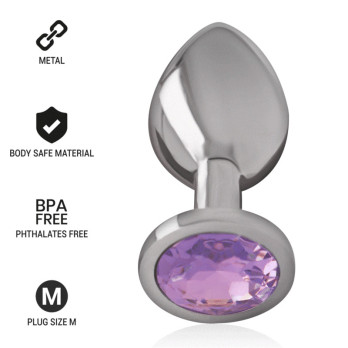 Intense - Metal Aluminum Anal Plug With Violet Glass Size M