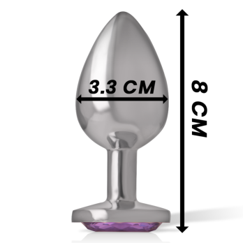 Intense - Metal Aluminum Anal Plug With Violet Glass Size M