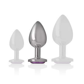 Intense - Metal Aluminum Anal Plug With Violet Glass Size M