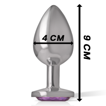 Intense - Metal Aluminum Anal Plug With Violet Glass Size L