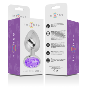 Intense - Metal Aluminum Anal Plug With Violet Glass Size L