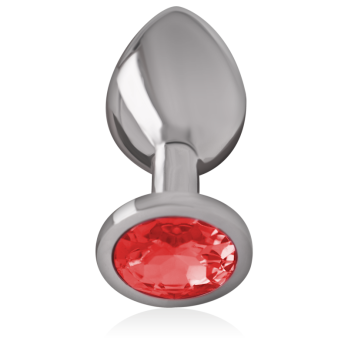 Intense - Metal Anal Plug With Red Glass Size M