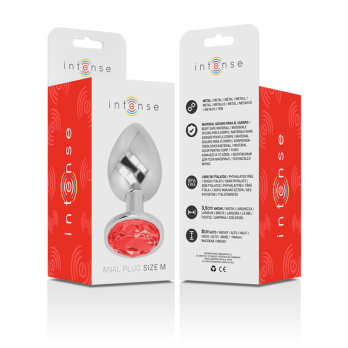 Intense - Metal Anal Plug With Red Glass Size M