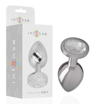 Intense - Metal Aluminum Anal Plug With Silver Glass Size S