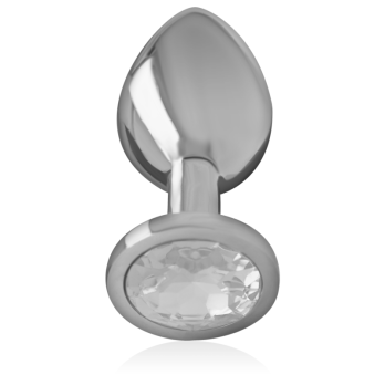 Intense - Metal Aluminum Anal Plug With Silver Glass Size S