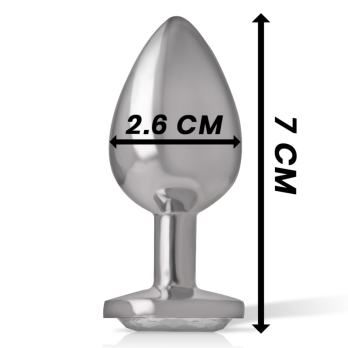 Intense - Metal Aluminum Anal Plug With Silver Glass Size S