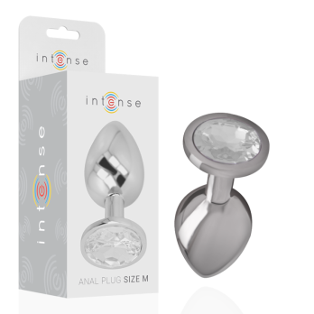 Intense - Metal Aluminum Anal Plug With Silver Glass Size M