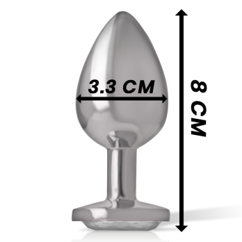 Intense - Metal Aluminum Anal Plug With Silver Glass Size M