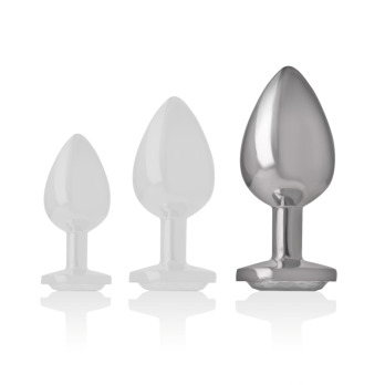 Intense - Metal Aluminum Anal Plug With Silver Glass Size L