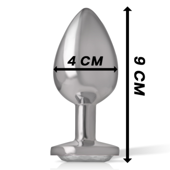 Intense - Metal Aluminum Anal Plug With Silver Glass Size L