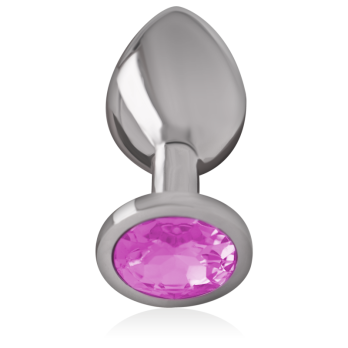 Intense - Metal Aluminum Anal Plug With Pink Glass Size M