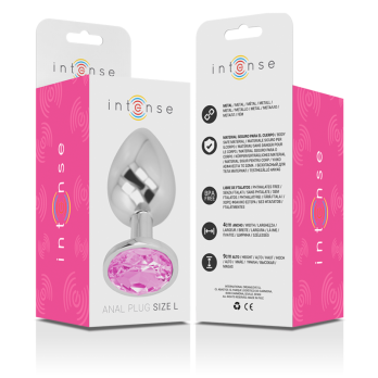 Intense - Metal Aluminum Anal Plug With Pink Glass Size L