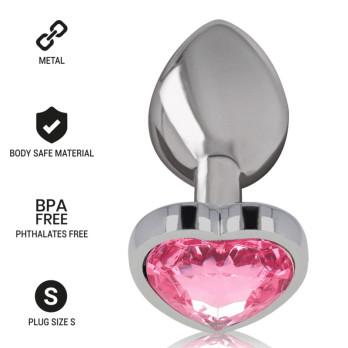 Intense - Metal Aluminum Anal Plug Heart Pink Size S