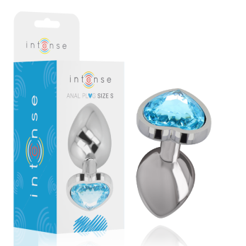 Intense - Metal Aluminum Anal Plug Heart Blue Size S