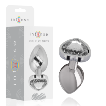 Intense - Metal Aluminum Anal Plug Heart White Size S