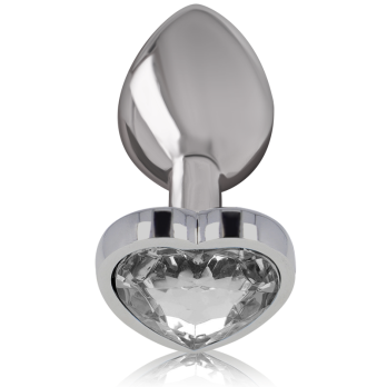 Intense - Metal Aluminum Anal Plug Heart White Size S