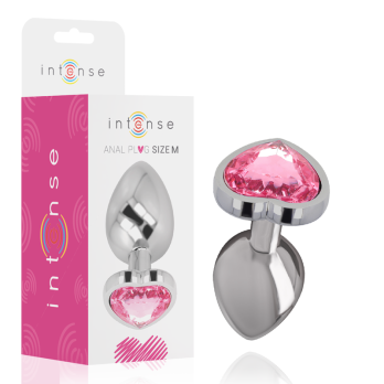 Intense - Metal Aluminum Anal Plug Heart Pink Size M