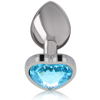 Intense - Metal Aluminum Anal Plug Heart Blue Size M