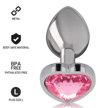 Intense - Metal Aluminum Anal Plug Heart Pink Size L