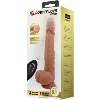 Pretty Love - Dildo Jonathan Silicone 3 Vibration + 3 Thrusting Functions Remote Control 21 Cm