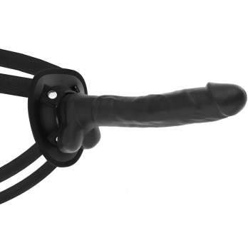 Cock Miller Harness + Silicone Density Articulable Cocksil Black 24 Cm