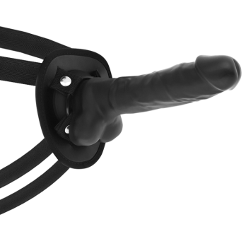 Cock Miller Harness + Silicone Density Articulable Cocksil Black 18 Cm