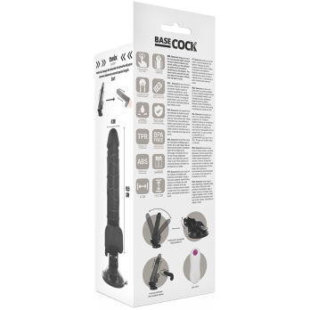 Basecock™ - Realistic Vibrator Remote Control Black With Testicles 19.5Cm