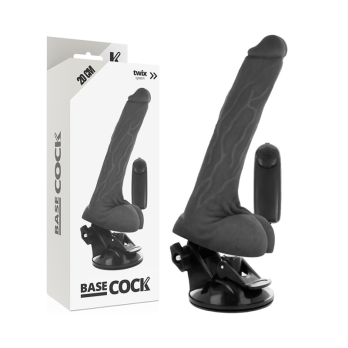 Basecock™ - Realistic Black Remote Control Vibrator With Testicles 20 Cm