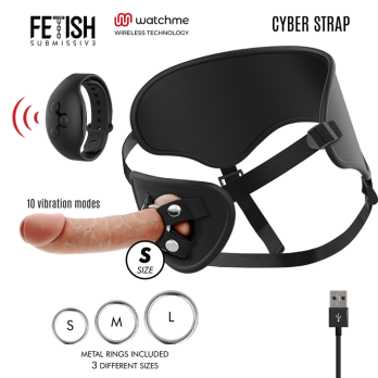 Fetish Submissive Cyber StrapTrade - Harness With Remote Control Dildo Watchme S Technology